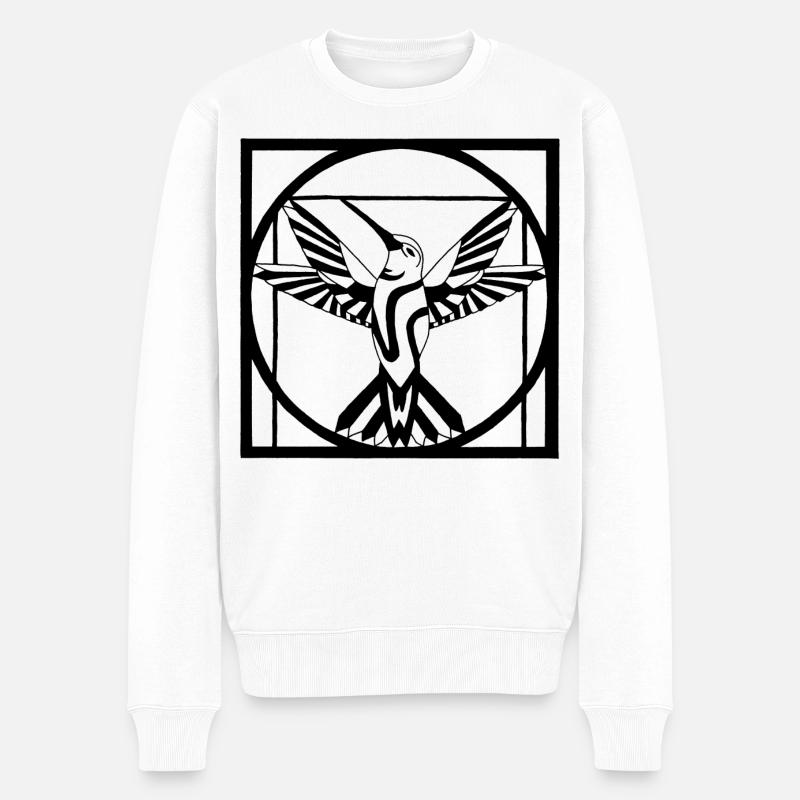 Oiseau noir Vitruve - Pull Premium bio Homme - blanc