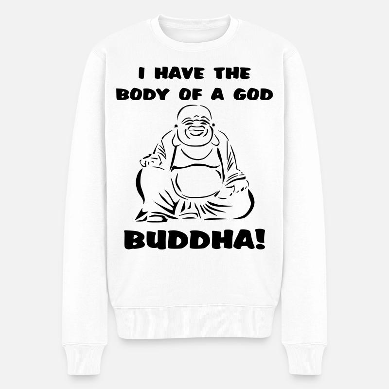 Ich habe den Körper eines Gottes... Buddha - Männer Premium Bio Pullover - Weiß