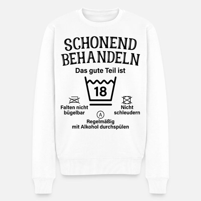 18. Geburtstag Schonend Behandeln 18 Teil Ist 18 - Männer Premium Bio Pullover - Weiß