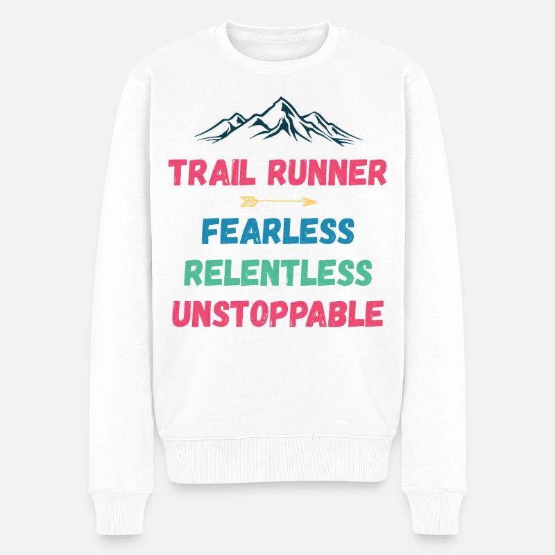 Trail Runner - Intrépide. Implacable. Imparable. - Pull Premium bio Homme - blanc