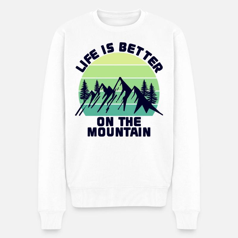 Bergwanderung Wanderung Wandern Berge Statement - Männer Premium Bio Pullover - Weiß