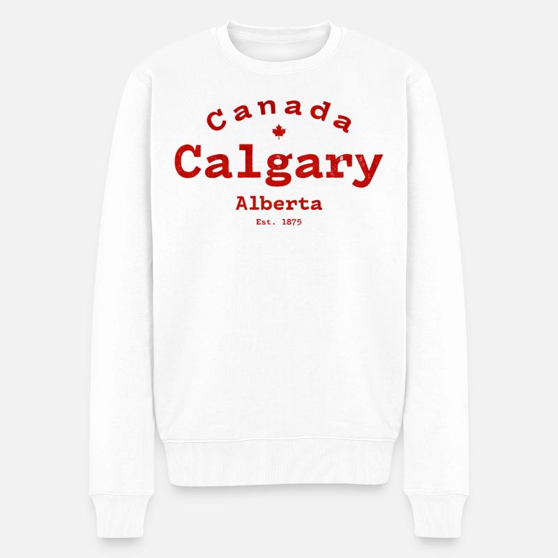 Vintage Calgary Kanada - Männer Premium Bio Pullover - Weiß