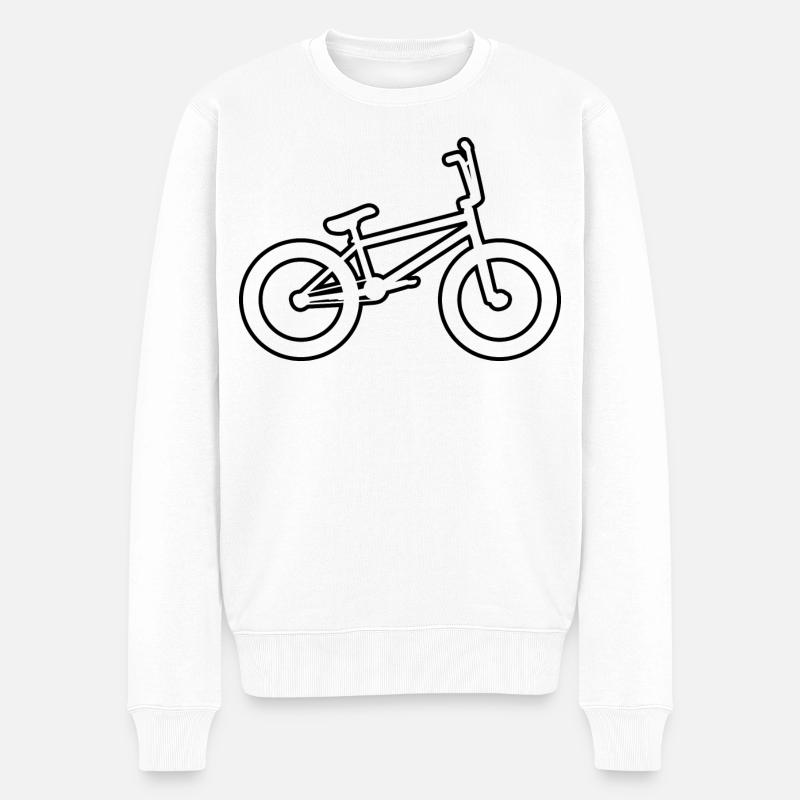 BMX Rad Zeichnung - Männer Premium Bio Pullover - Weiß