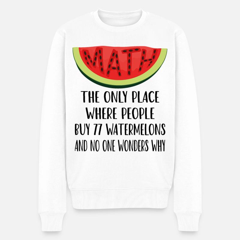 Mathematik und Wassermelonen - Männer Premium Bio Pullover - Weiß
