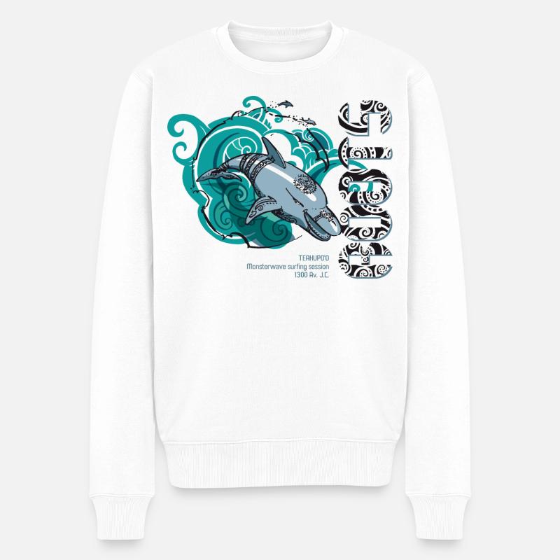Dolphin Surf Wurzeln - Männer Premium Bio Pullover - Weiß