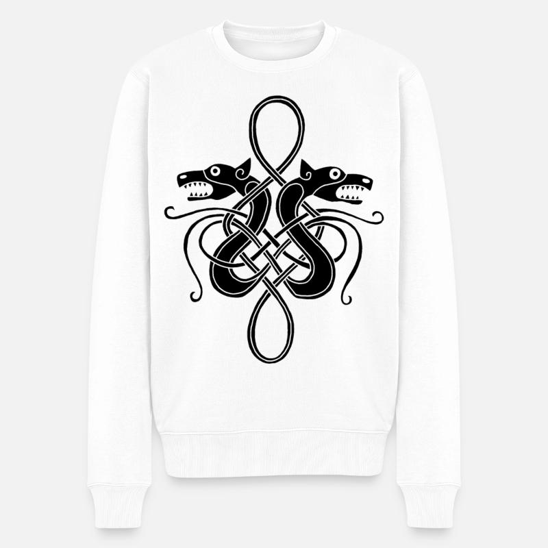 Schwarze Wikinger-Hydra - Männer Premium Bio Pullover - Weiß