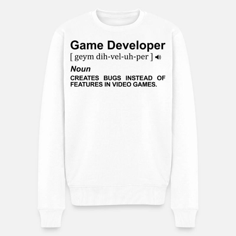 Spieleentwickler Wörterbuch - Männer Premium Bio Pullover - Weiß