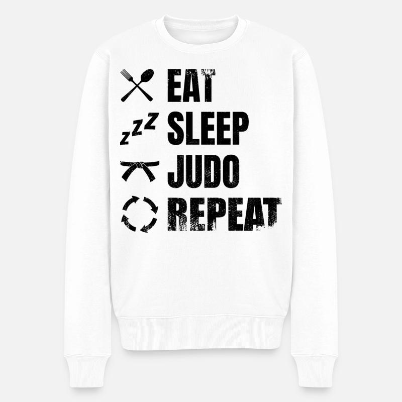 Eat Sleep Judo Repeat - Männer Premium Bio Pullover - Weiß