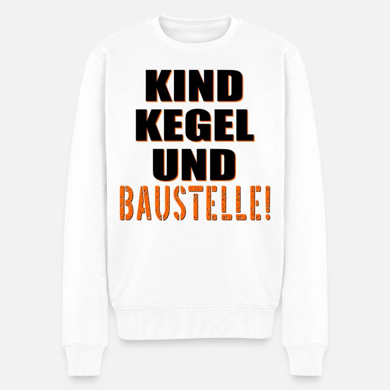Baustelle Bauherr Kinder - Männer Premium Bio Pullover - Weiß