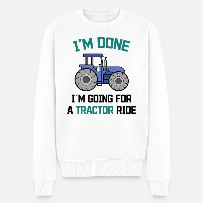 Bauer Traktor Statement Bauernhof Landwirtschaft - Männer Premium Bio Pullover - Weiß