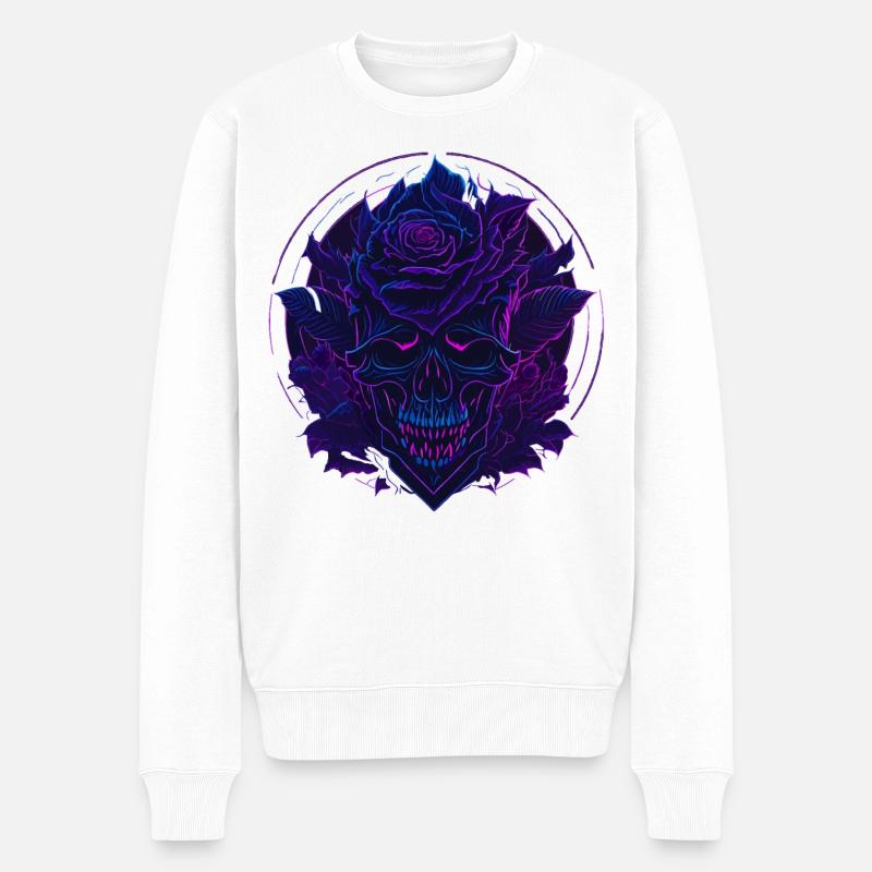Neon Roses Skull EDM - Pull Premium bio Homme - blanc