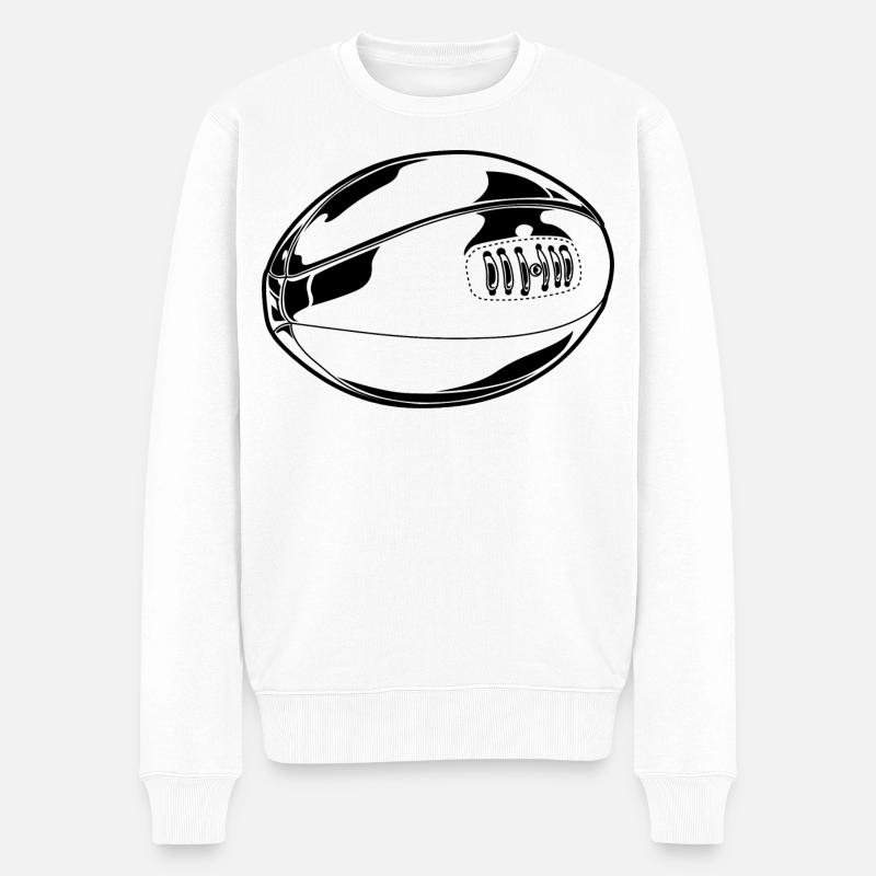 Rugbyball Skizze - Männer Premium Bio Pullover - Weiß