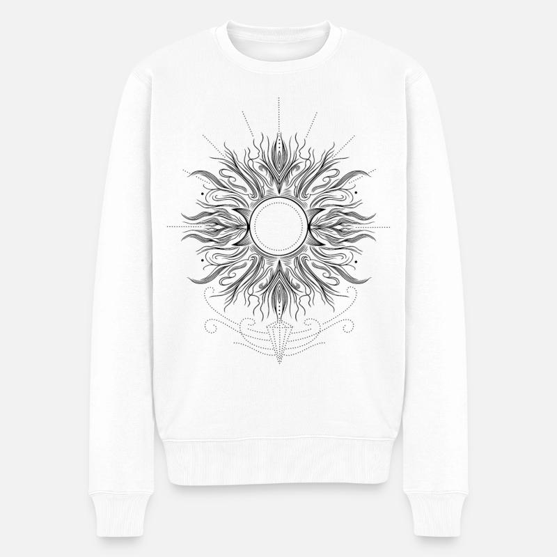 Mittsommer Sonne mit Triple Moon - Männer Premium Bio Pullover - Weiß