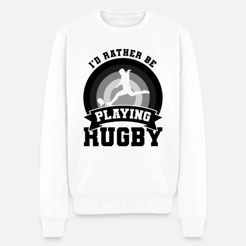 Rugbyspieler Spruch - Männer Premium Bio Pullover - Weiß