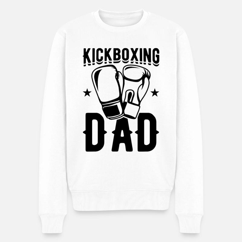 Kickboxer Papa - Männer Premium Bio Pullover - Weiß