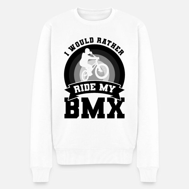 BMX Radfahrer - Männer Premium Bio Pullover - Weiß