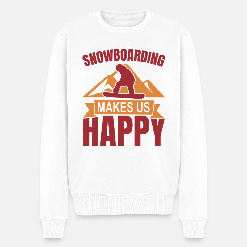 Snowboarden macht uns glücklich - Männer Premium Bio Pullover - Weiß