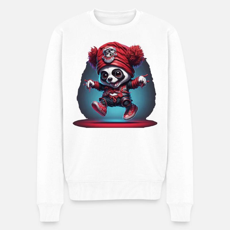 Süßer Panda als Pirat - Männer Premium Bio Pullover - Weiß