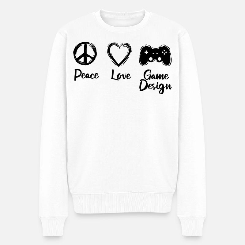 Ich liebe Spielentwicklung - Männer Premium Bio Pullover - Weiß