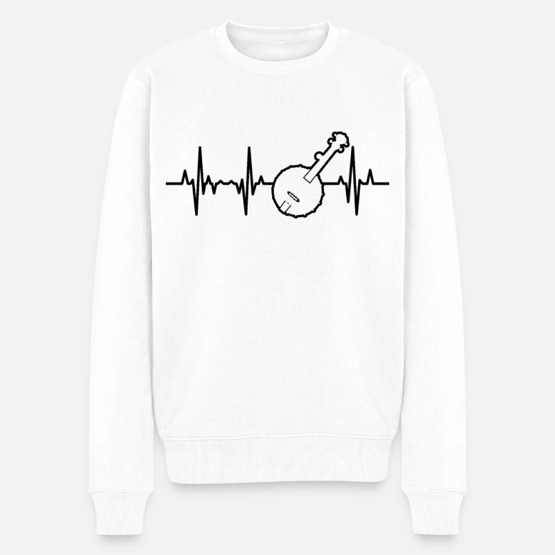Banjo ECG Heartline - Pull Premium bio Homme - blanc