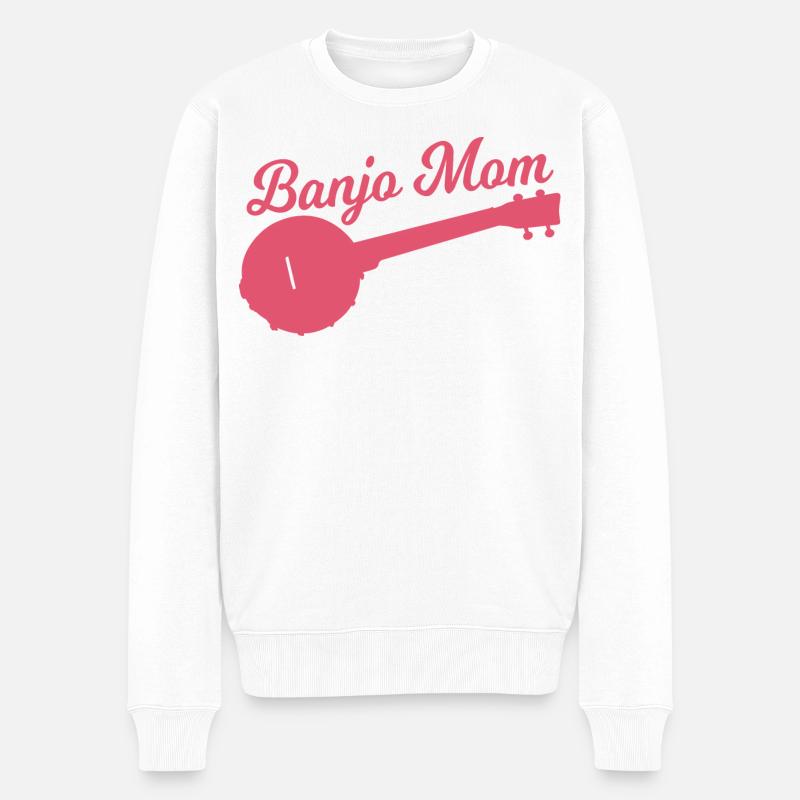 Banjospieler Mutter - Männer Premium Bio Pullover - Weiß
