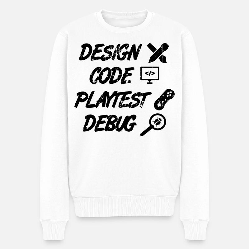 Design Code Playtest Debug - Men's Premium Organic Jumper - white