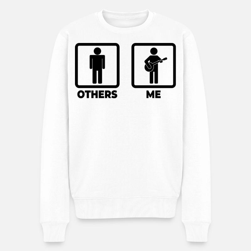 Lustiger Banjospieler - Männer Premium Bio Pullover - Weiß