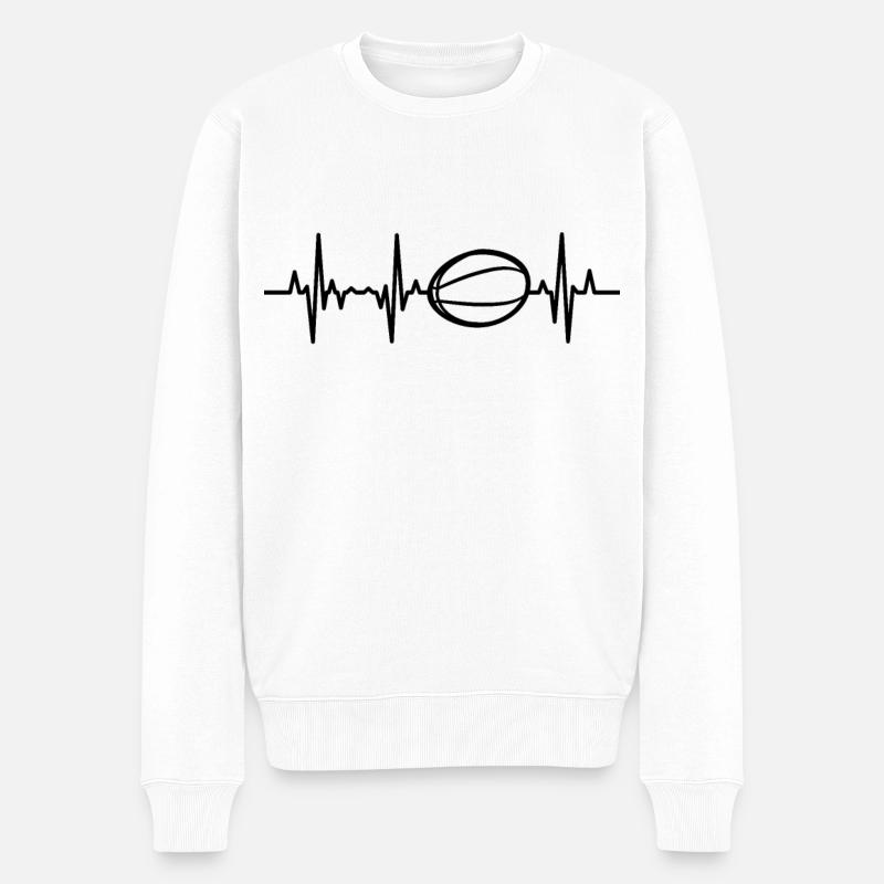 Rugby Ball Palpitations cardiaques - Pull Premium bio Homme - blanc