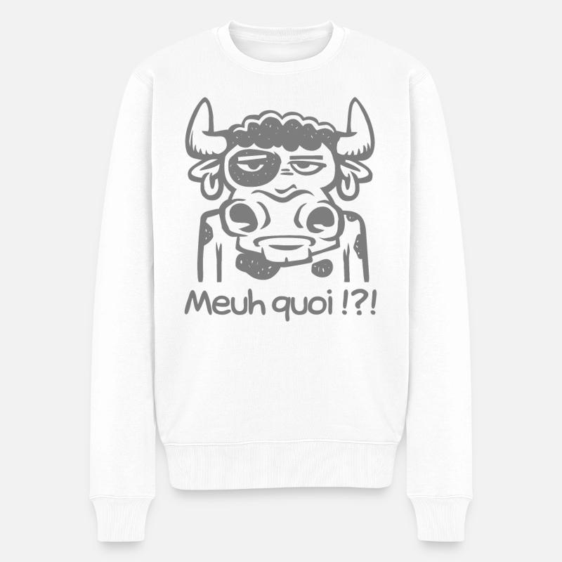Meuh quoi ! - Pull Premium bio Homme - blanc
