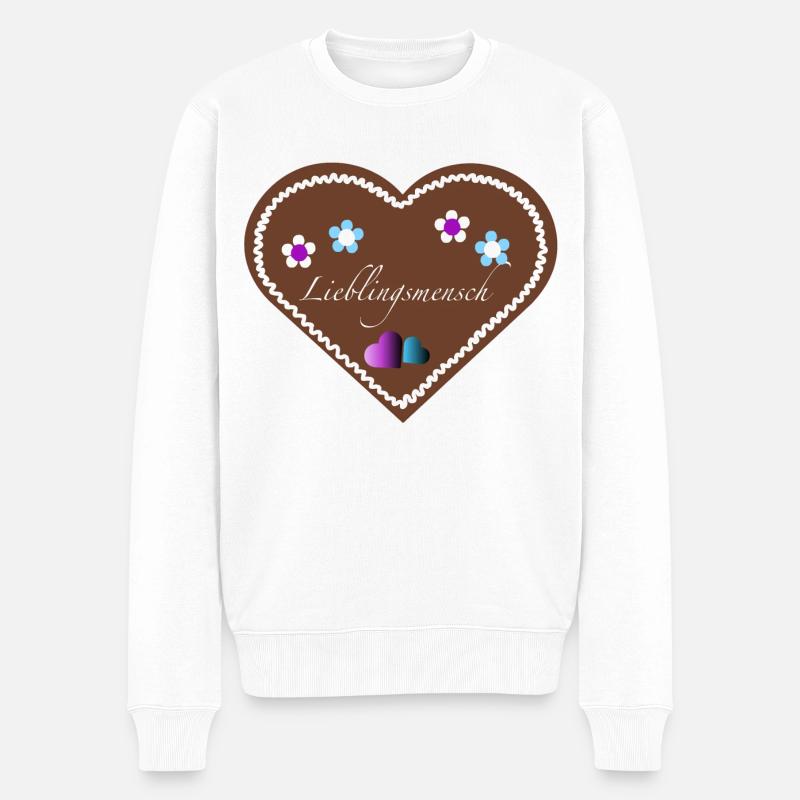 "Jahrmarkt-Liebe" Lieblingsmensch lila hellb - Männer Premium Bio Pullover - Weiß