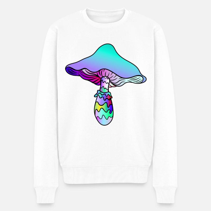Psychedelischer Pilz - Regenbogen-Pilz - Männer Premium Bio Pullover - Weiß