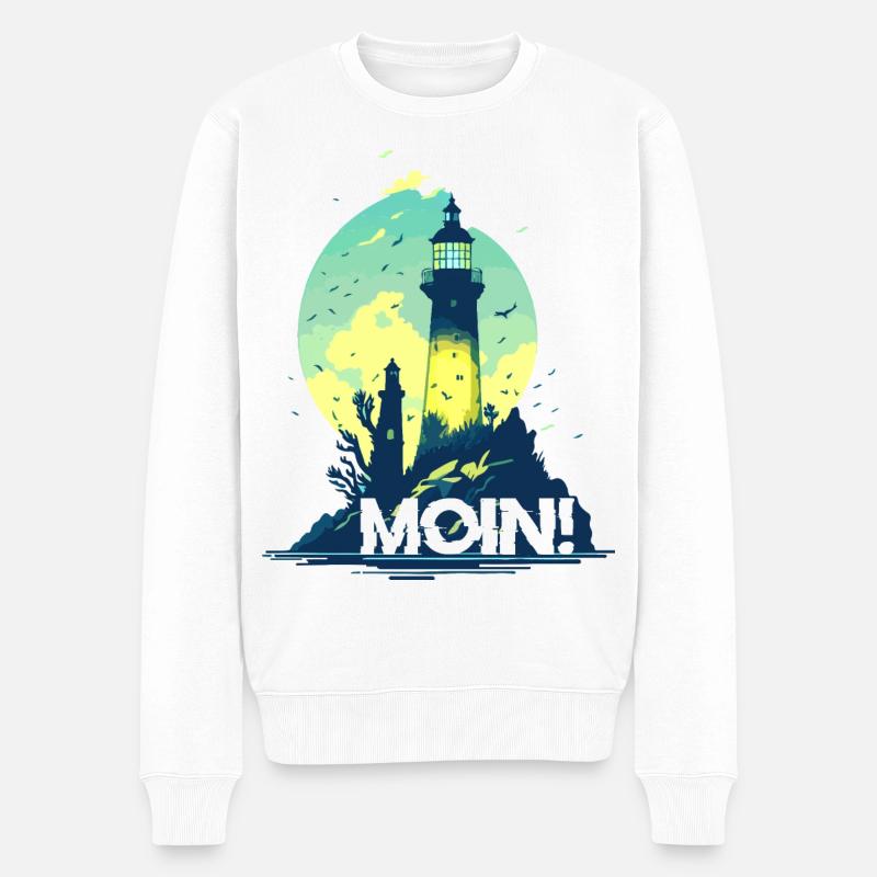 MOIN! - Männer Premium Bio Pullover - Weiß