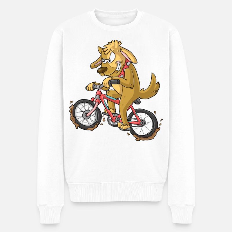 Biker Hund / Bikender Hund - Männer Premium Bio Pullover - Weiß