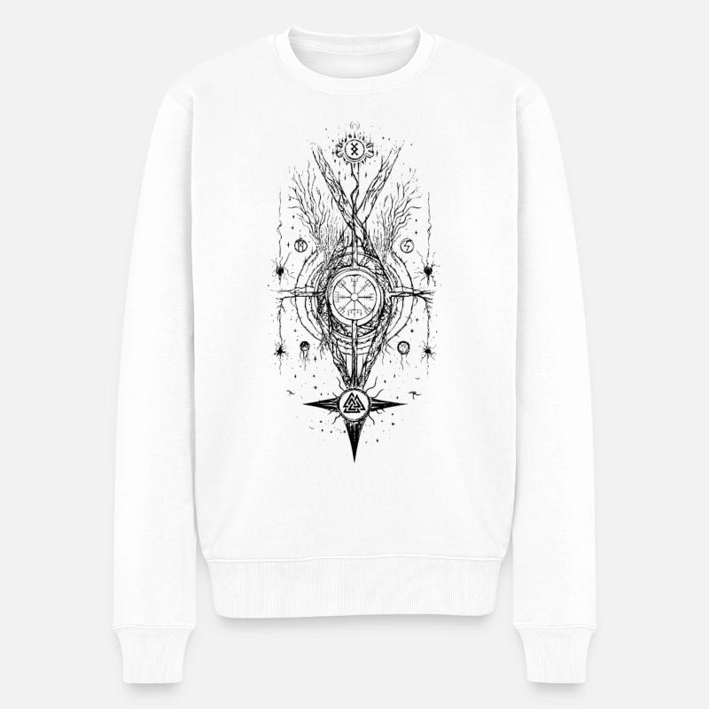 Vegvisir Wikinger Runen Kompass Okkult Symbolik - Männer Premium Bio Pullover - Weiß