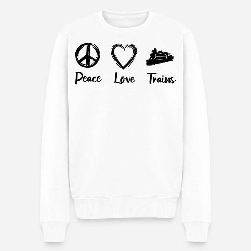 Eisenbahn Liebe - Männer Premium Bio Pullover - Weiß