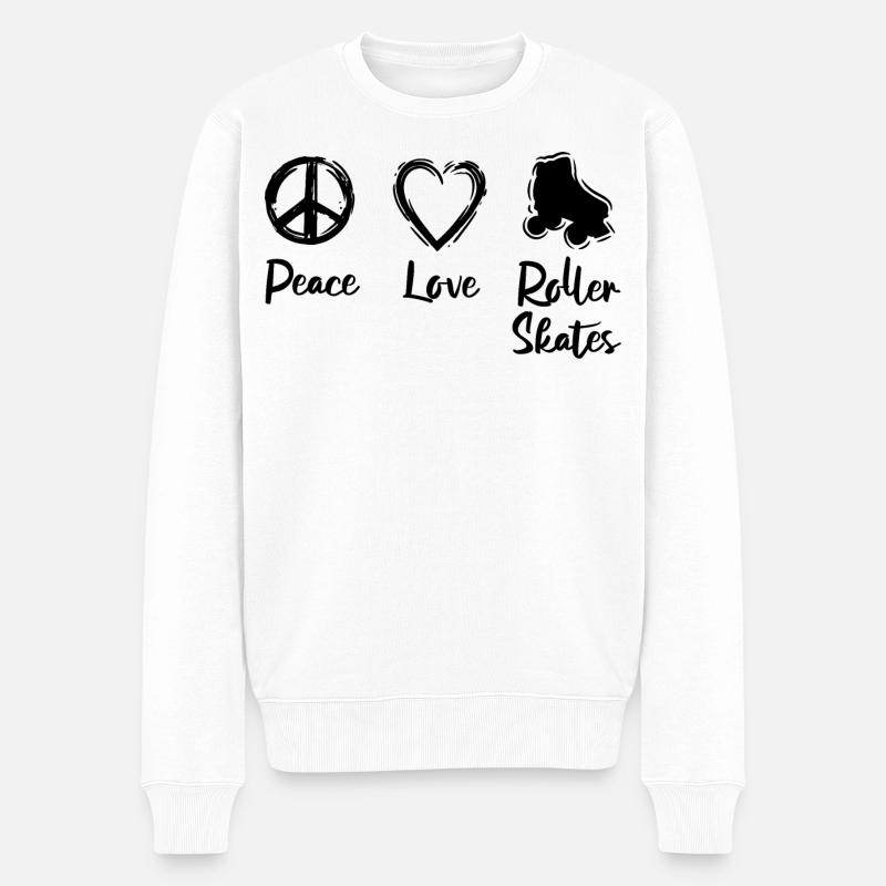 Peace Love Roller Patinage - Pull Premium bio Homme - blanc