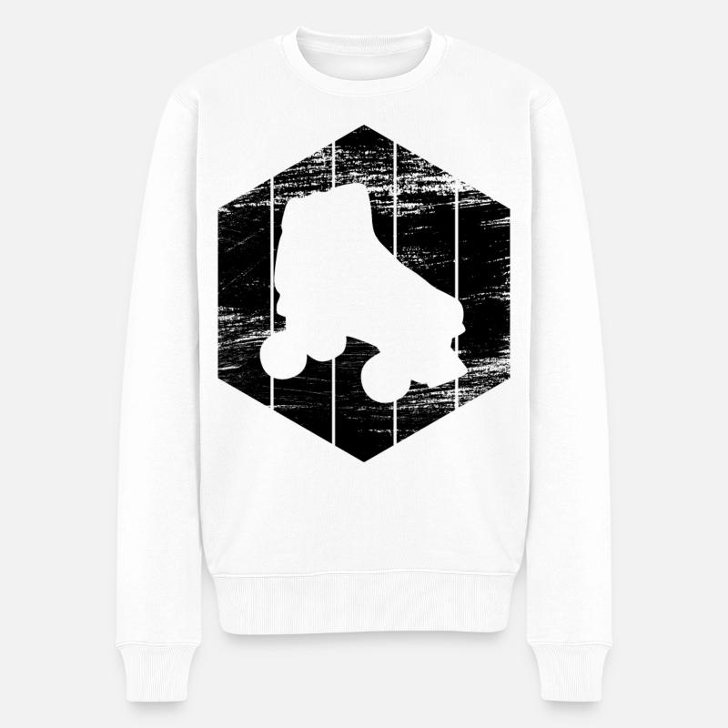 Roller Skates Zeichnung - Männer Premium Bio Pullover - Weiß
