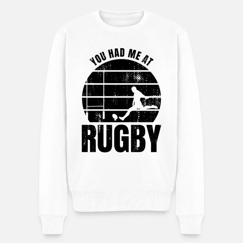 Rugbyspieler Spruch - Männer Premium Bio Pullover - Weiß