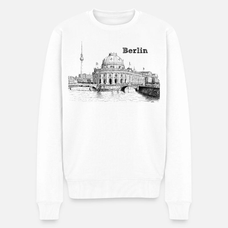 Berlin - Männer Premium Bio Pullover - Weiß
