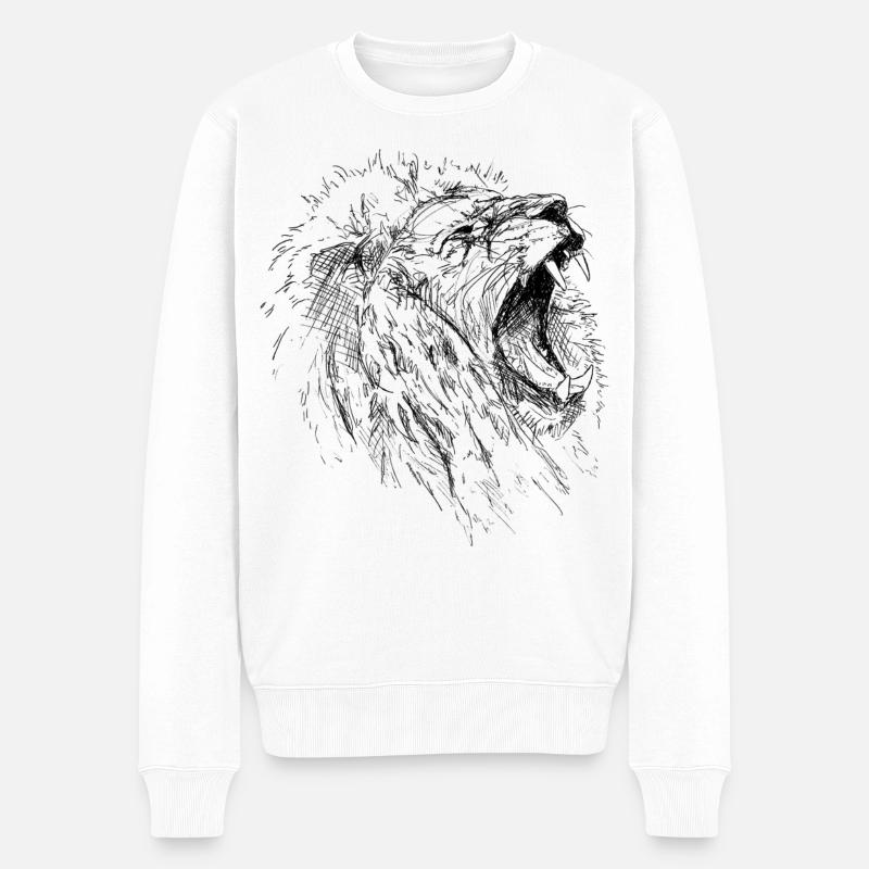 Löwe - Männer Premium Bio Pullover - Weiß