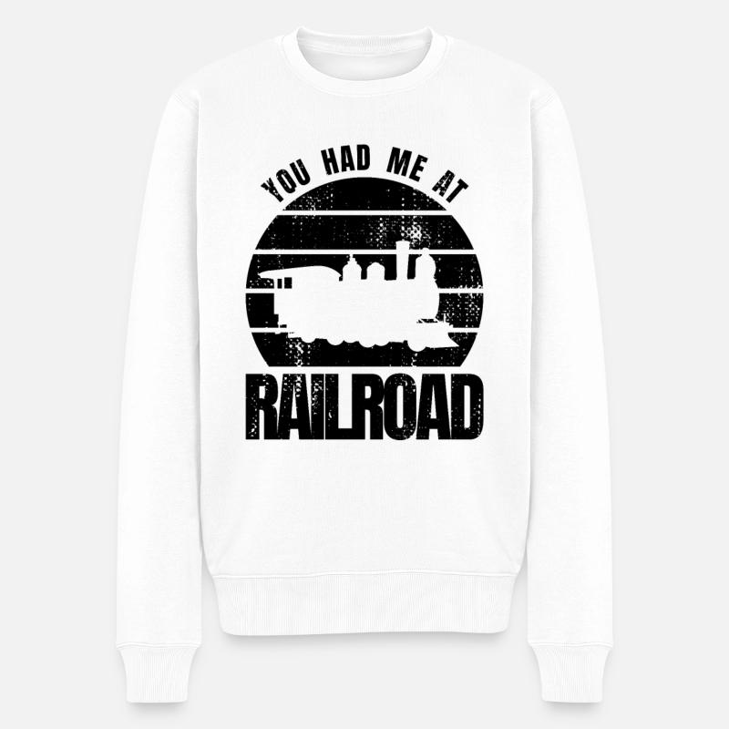 Eisenbahner Spruch - Männer Premium Bio Pullover - Weiß