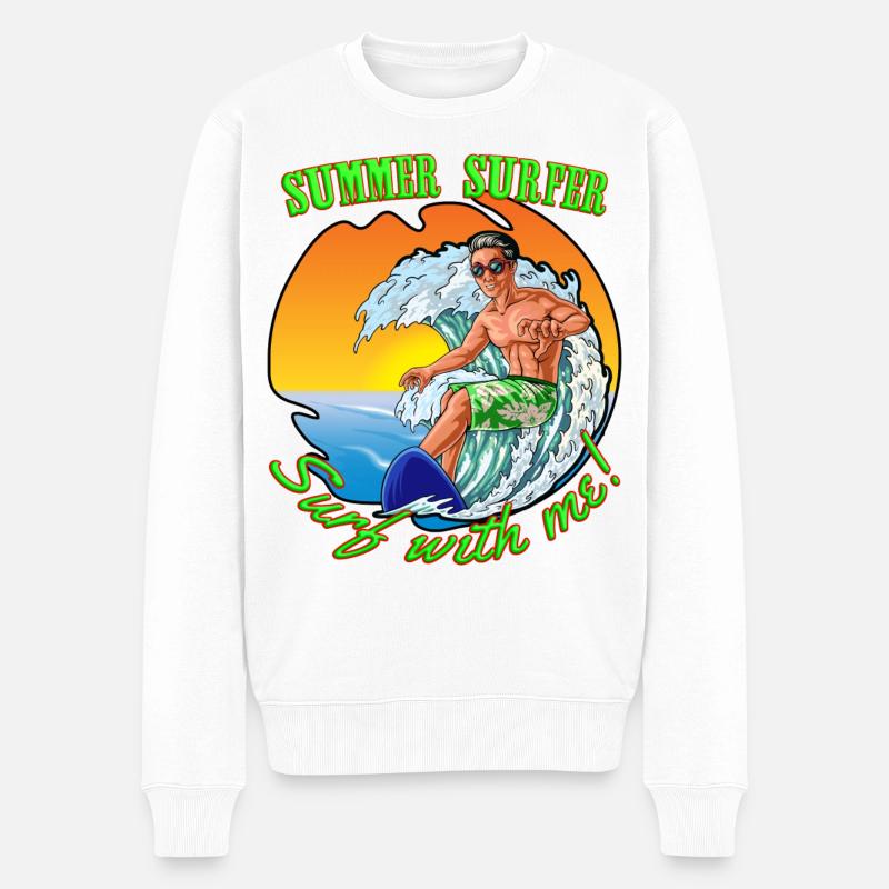 Sommer-Surfer - Männer Premium Bio Pullover - Weiß