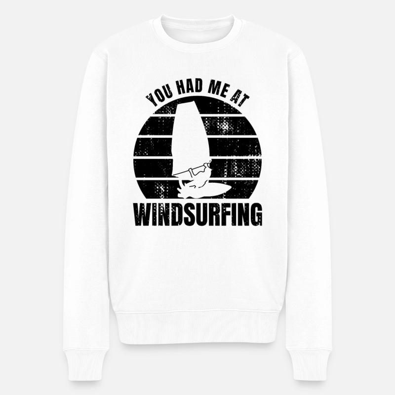 Windsurfer Zitat - Männer Premium Bio Pullover - Weiß