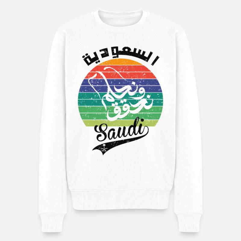 Saudi-Arabien Nationalfeiertag KSA Retro Vintage - Männer Premium Bio Pullover - Weiß
