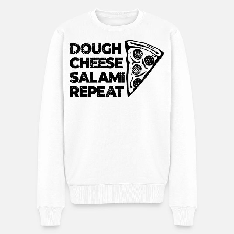 Dough Cheese Salami Repeat - Männer Premium Bio Pullover - Weiß