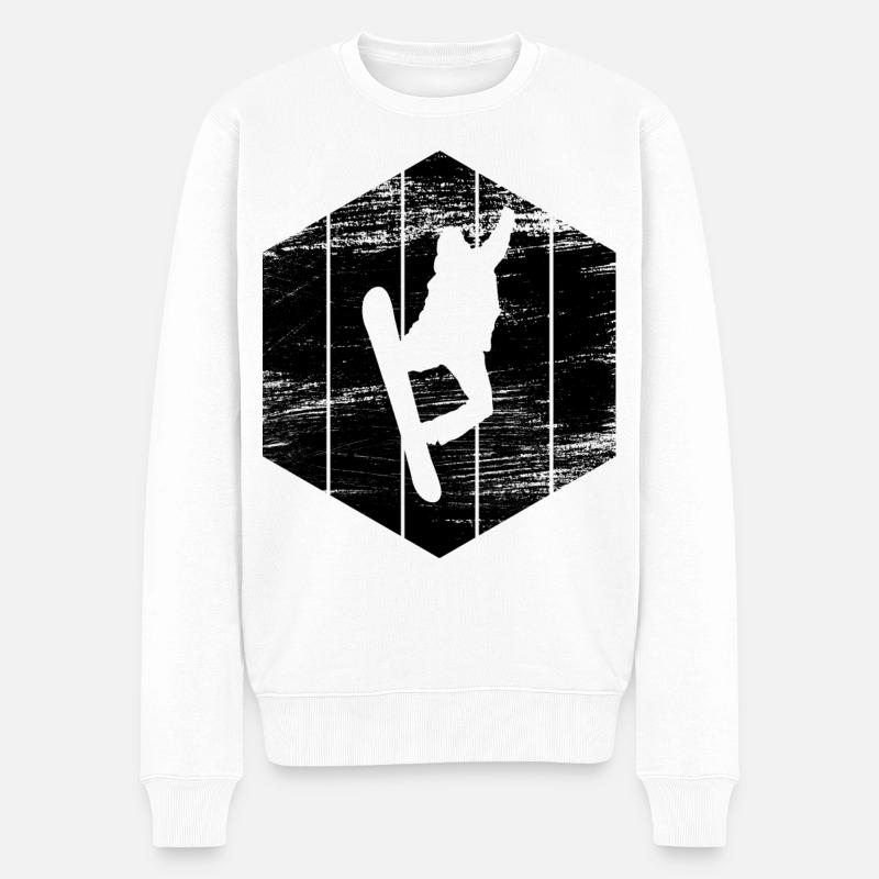 Snowboarder Skizze - Männer Premium Bio Pullover - Weiß