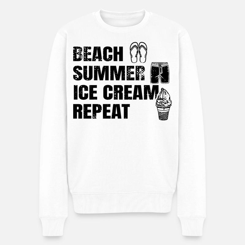 Plage Été Crème glacée Répétition - Pull Premium bio Homme - blanc