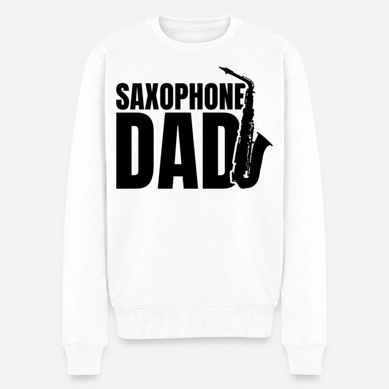 Saxophon Papa - Männer Premium Bio Pullover - Weiß