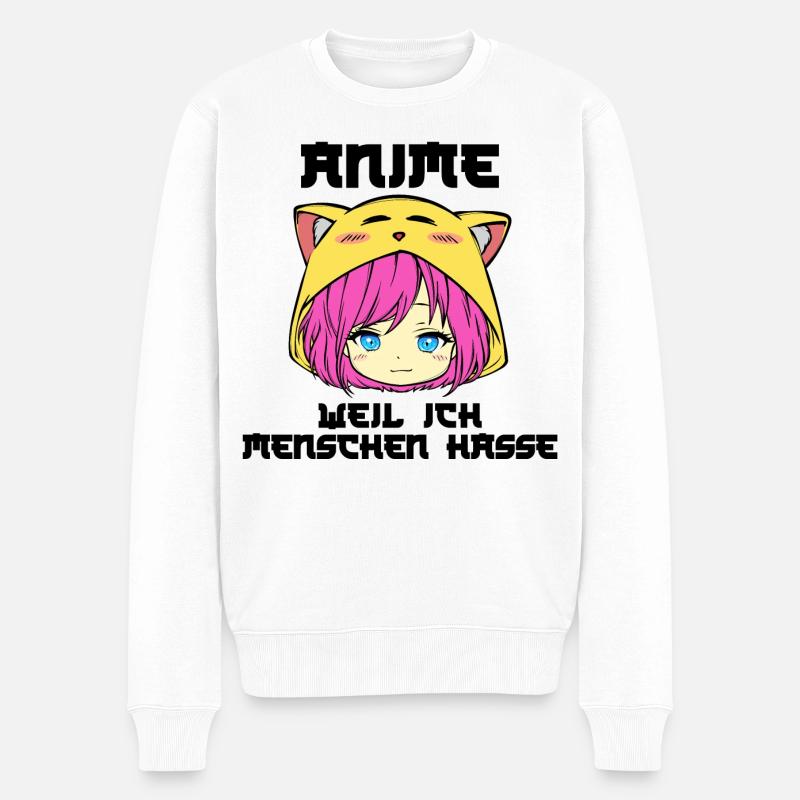 Japanisch Comic Manga Anime Zeichentrick Statement - Männer Premium Bio Pullover - Weiß