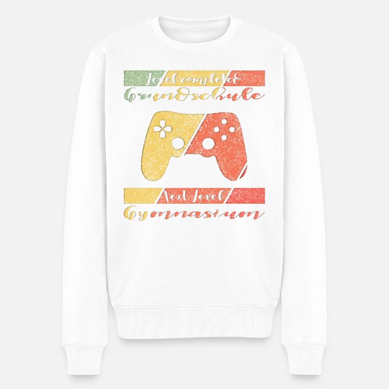 Level Completed Grundschule Gamer - Männer Premium Bio Pullover - Weiß